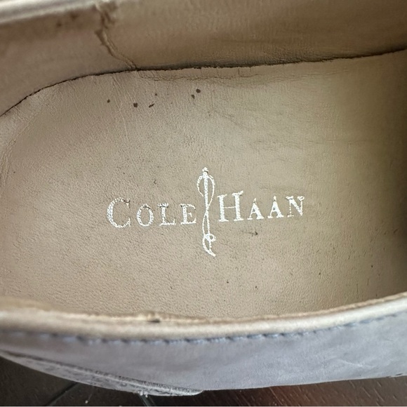 Size 9 Cole Haan Leather Oxford Toe Cap Grey Shoes - Picture 6 of 8